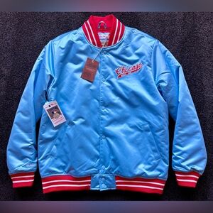 Chicago White Sox 1972 Mitchell & Ness Satin Jacket Men's Large Light Blue Red
